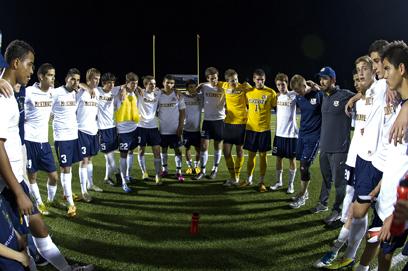 After the Mesquite playoff game, the team gets in a full circle to celebrate their victory.
Photo by Giovanni Sabala